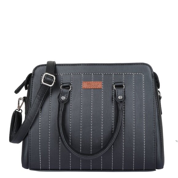 Women’s Vegan Leather Black Top-Handle Handbag | Crossbody Sling Bag, Purse - Picture 1 of 11